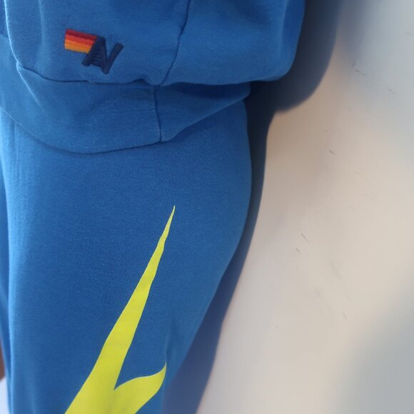 Womens Aviator Nation Blue "Thunder Bolt" 2Pc Sweatshirt/Jogger Sweatpants XS - Picture 6 of 9